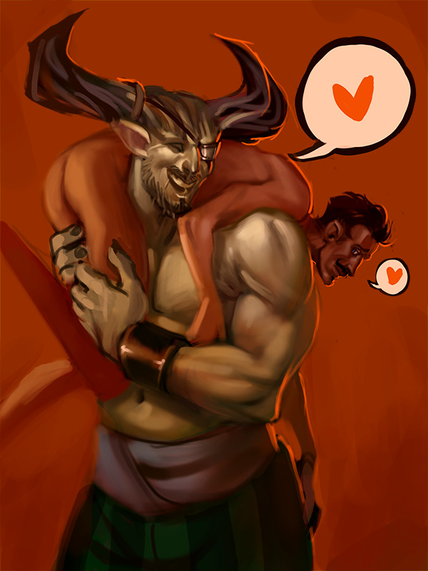 2boys anthro ass bara biceps canon_couple closed_eyes completely_nude couple dark-skinned_male dark_hair dark_skin dorian_pavus dragon_age dragon_age_inquisition duo eyepatch eyewear facial_hair gay gay_male grey_body grey_skin half-dressed half_naked heart hearts_around_head holding_partner horn horns human iron_bull looking_at_partner mage male male/male male_only moustache moustache muscles muscular muscular_male naked naked_male nude nude_male pansexual_male pants pecs pointy_ears qnq qunari size_difference smile smiling standing standing_position video_games yaoi