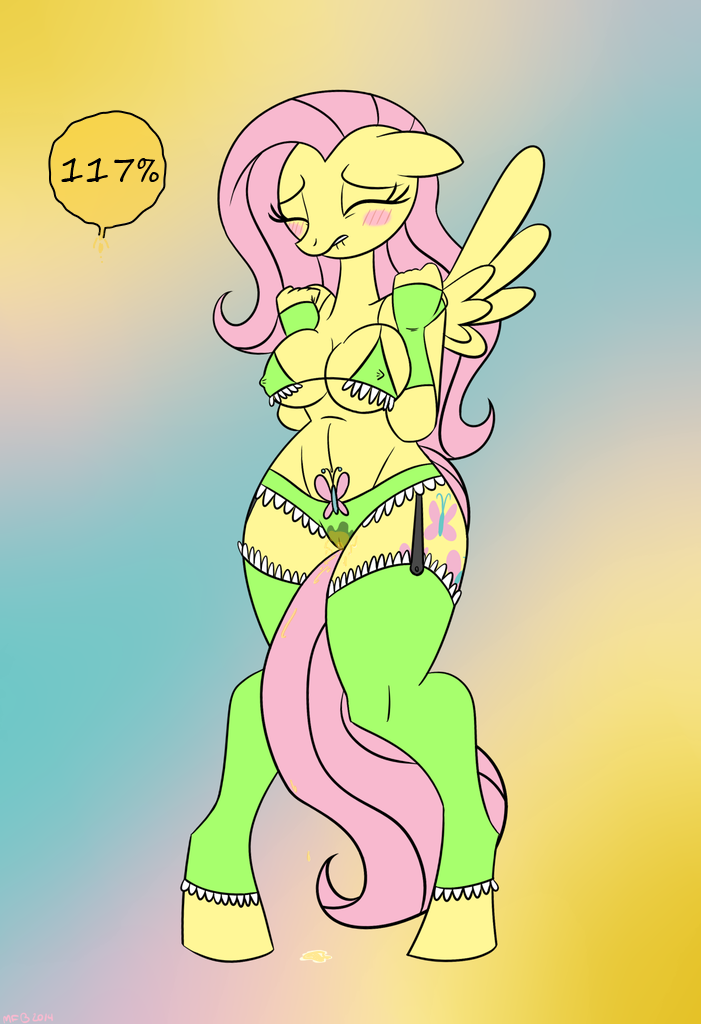 anthro blush bra desperation fluttershy_(mlp) full_bladder medium_breasts my_little_pony mysteryfanboy91 omorashi panties pee_desperation peeing peeing_self stockings urine