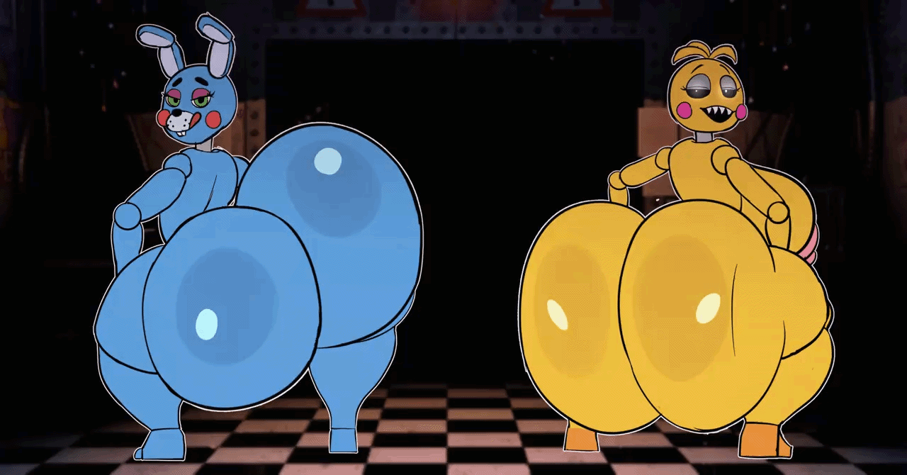 1boy, 1girls, 2d, 2d (artwork), 2d animation, 2d artwork, animated, anthro, ass, ass bigger than head, ass focus, asstronsfw, backboob, bisexual, both sexes in same situation, breasts, breasts bigger than head, casual, casual nudity, female, five nights at freddy's, fnaf2 location, huge ass, huge breasts, hyper ass, male, nude, public, robot, robot girl, tagme, teasing, toy bonnie (fnaf), toy chica (fnaf), twerking