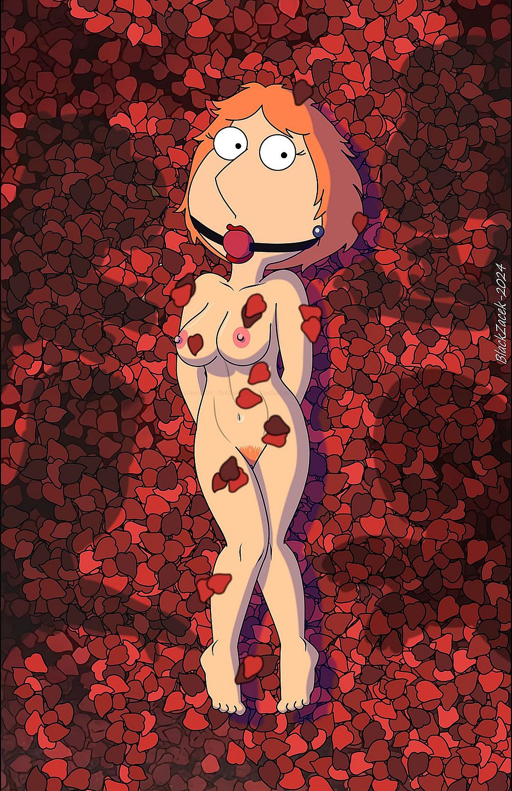 accurate_art_style ball_gag blackzacek family_guy hands_behind_back lois_griffin naked