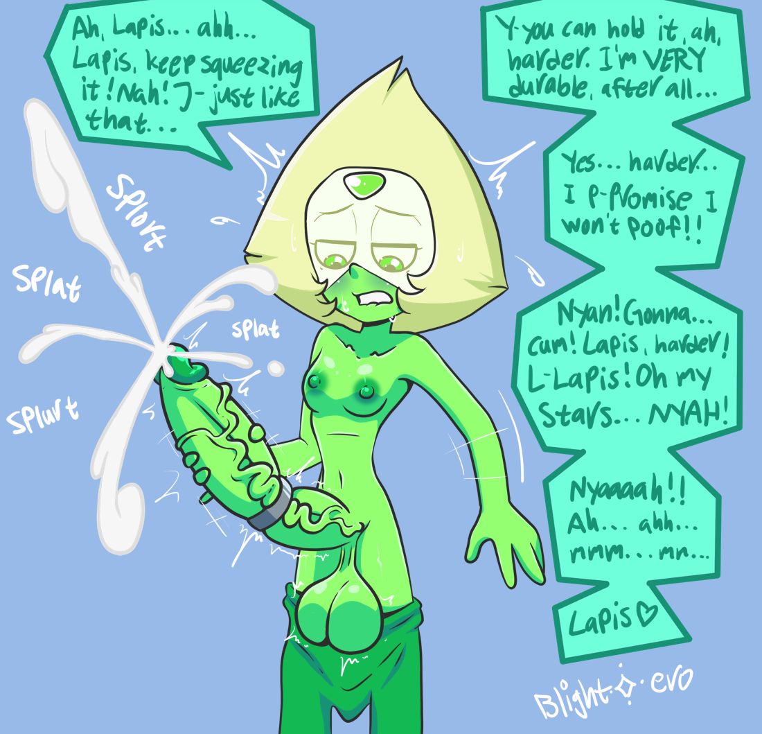 balls biting_lip blightstar breasts cock_ring cum cum_in_air cumming dialogue english_text futanari gem_(species) gem_on_forehead green_glans green_nipples green_penis green_skin handjob huge_cock intersex intersex_only jerking lapis_lazuli_(steven_universe) large_balls masturbation mentioned_character nipples pants_down penis peridot_(steven_universe) small_breasts smooth_balls solo speech_bubble splurt standing steven_universe tagme thinking_about_another topless triangular_hair veiny_penis visor yellow_hair