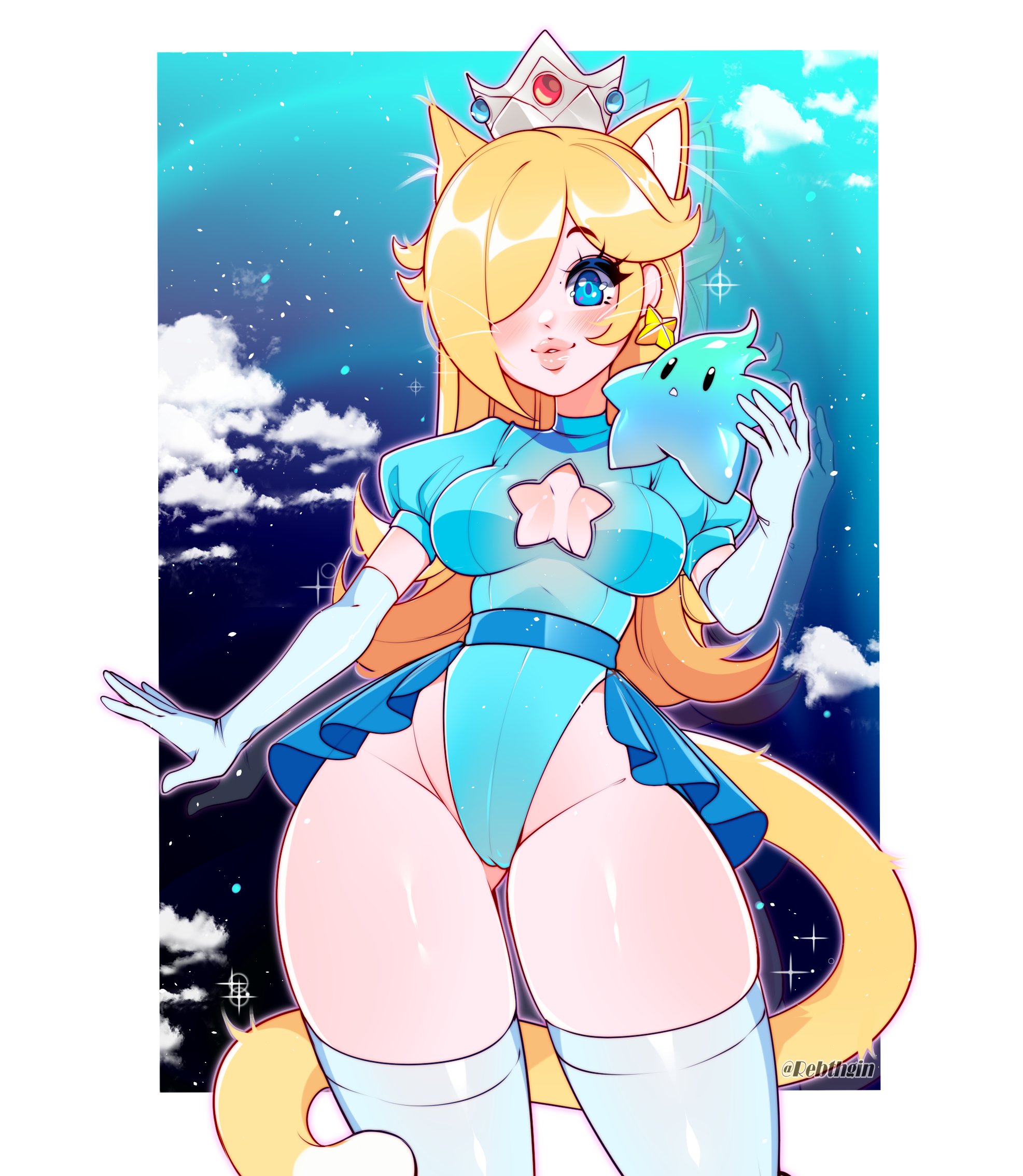 1girls, cute, female, female only, luma, mario (series), princess rosalina, rebthgin, solo