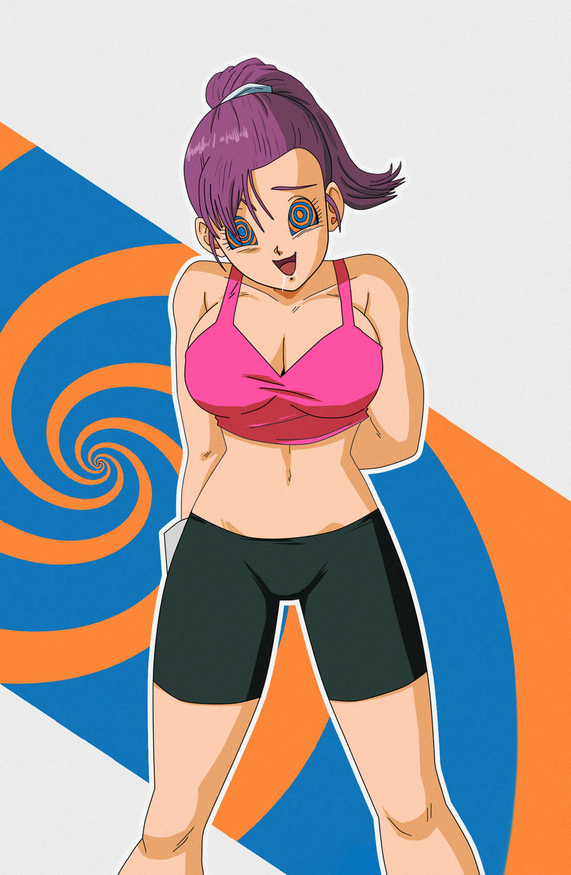 1girls artist_request bra bra_(dragon_ball) breasts dragon_ball dragon_ball_multiverse drooling gloves hypnosis pony purple_hair short_shorts shorts son_bra source_request spiral_eyes tagme tagme_(artist) thick_thighs tied_hair