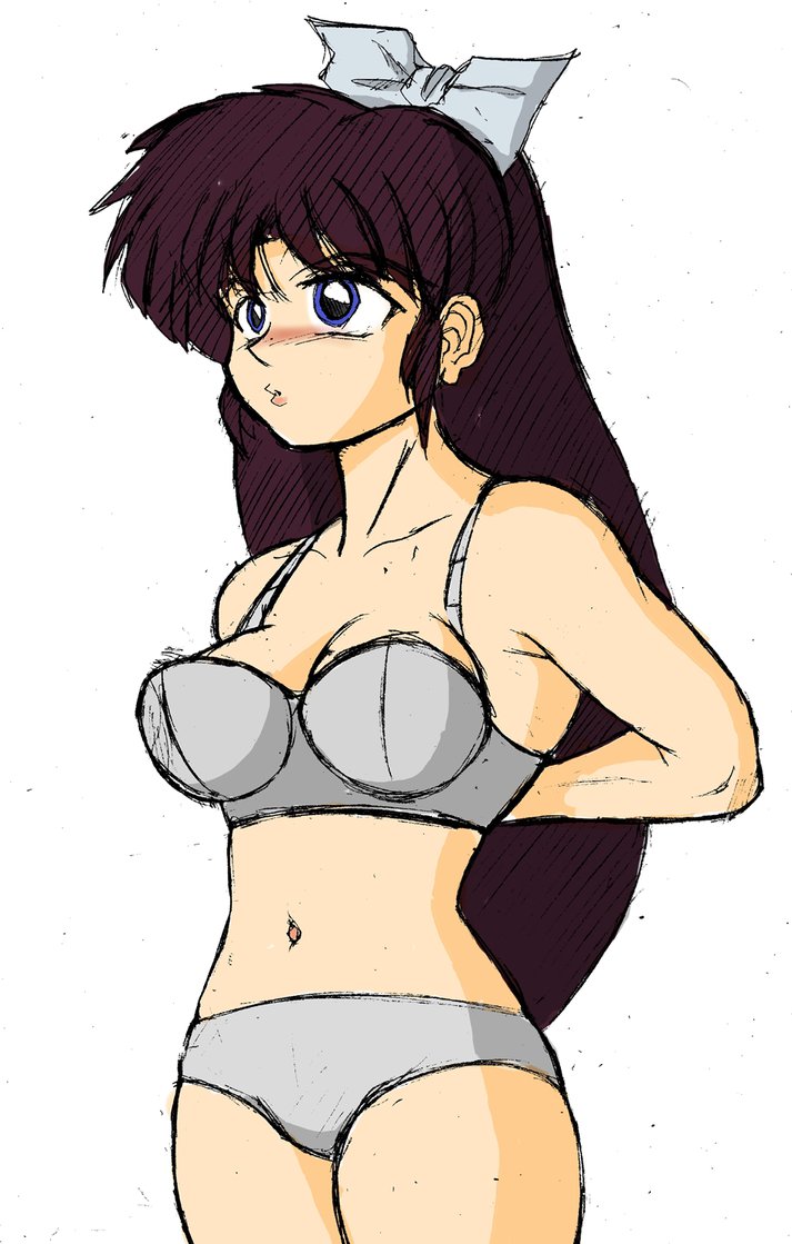 blush bow bra female female_only human panties ranma_1/2 solo ukyo_kuonji yashiro_a._marino