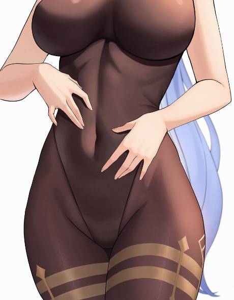 amusingshi7890 blue_hair female fit_female ganyu_(genshin_impact) genshin_impact hentai image no_face self_upload sex showing_breasts showing_off teasing tight_clothing touching_self video_games