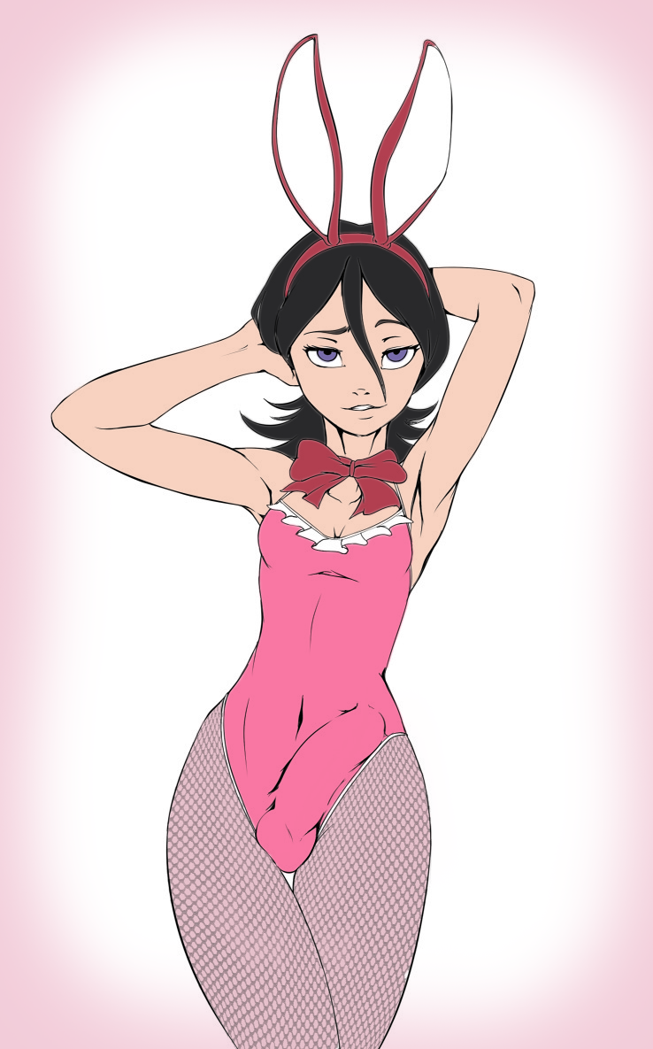 1futa bleach bunnysuit futa_only futanari kuchiki_rukia kyder seductive_look source_request