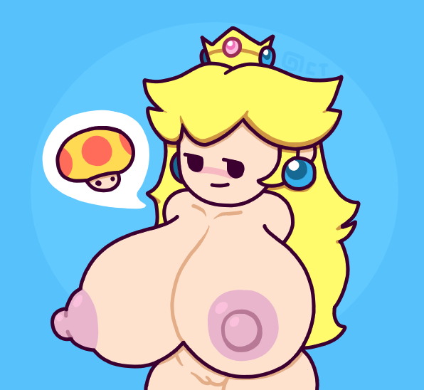 1girls alternate_breast_size areola areolae big_breasts blonde_hair breast_expansion breasts completely_nude crown female female_only gigantic_breasts hips huge_breasts human human_only large_breasts long_hair mario_(series) mega_mushroom mob_face naked nintendo nipples nude nude_female nudity octotron2000 paper_mario paper_peach plump princess_peach pussy smug solo solo_female thick thick_thighs thighs wide_hips