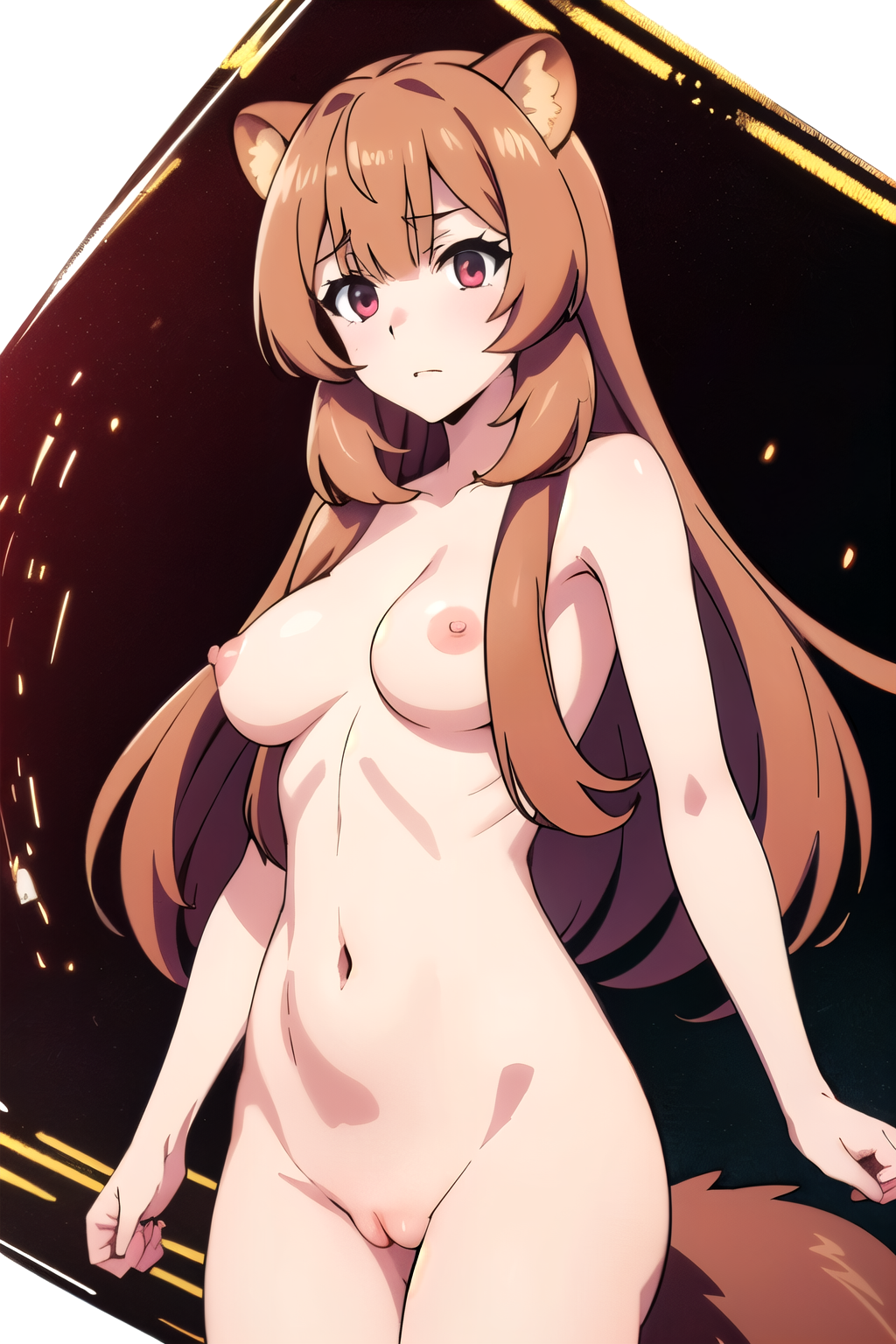 ai_generated brown_hair medium_breasts megumaxx raccoon raphtalia tate_no_yuusha_no_nariagari tea_red_eyes the_rising_of_the_shield_hero