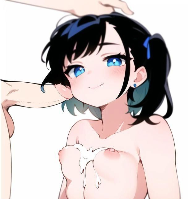 ai ai_assisted ai_generated ameniwa_ black_hair blowjob blue_eyes breasts cock cum cum_in_breasts cumming dick fanart fanart_digital fanart_from_twitter happy looking_at_viewer original_character pig pink pink_nipples pink_skin profanation sora sora_(ameniwa) twintails