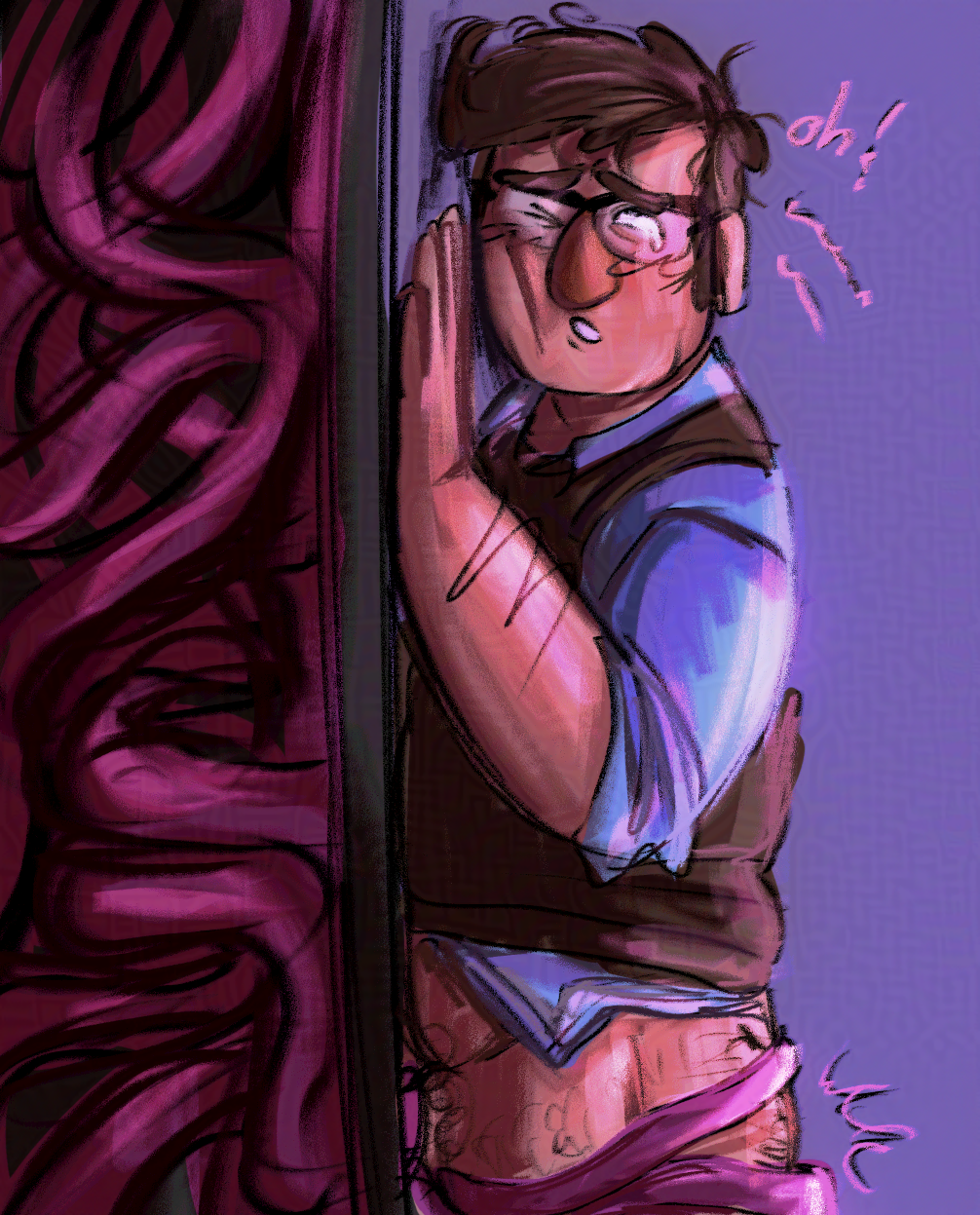 forced glory_hole glory_wall gravity_falls male_only pinned pinned_to_wall stanford_pines tentacle tentacle_monster tentacle_on_male tentacle_penetration tentacle_sex