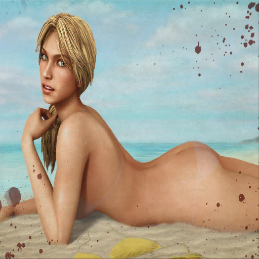 ass beach bikini_aside blonde_hair butt jennifer_willis lying_on_stomach naked nude outdoors splatterhouse tanline