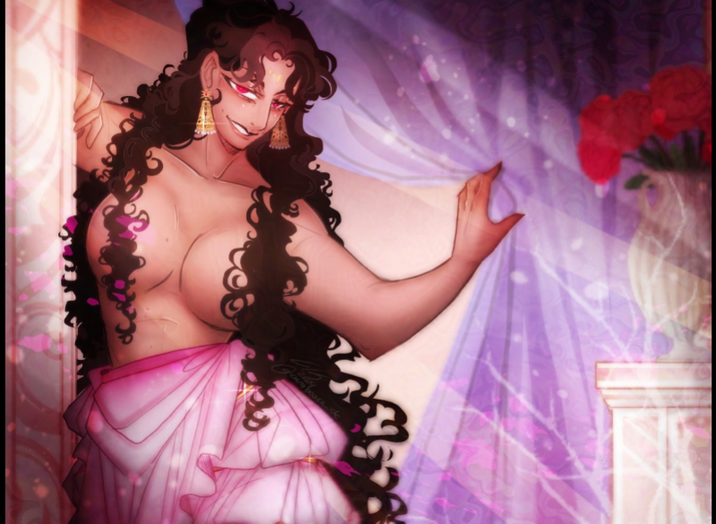 big big_breasts breasts brunette circe epic_the_musical female_only greek_mythology long_hair nymph pink_dress