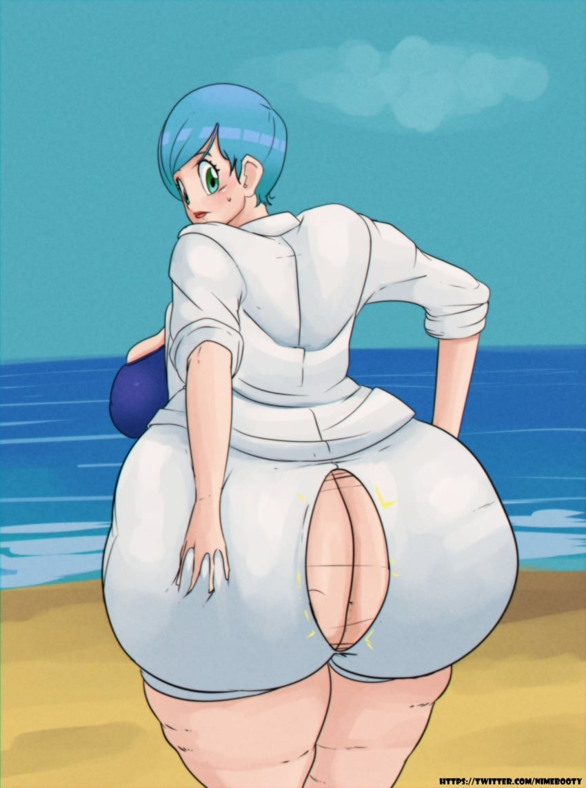 booty bulma_briefs bulma_briefs bulma_briefs_(beginnings_of_dragon_ball_z) dragon_ball dragon_ball_z embarrassed euf female_only malitagonna milf ripped_pants thick_ass tight_pants wardrobe_malfunction