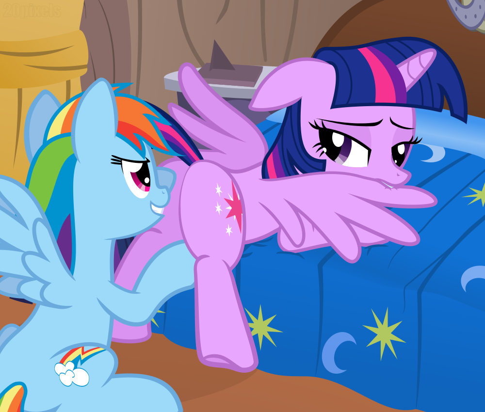 20pixels female female_only friendship_is_magic multiple_females my_little_pony on_bed rainbow_dash_(mlp) smooth_skin twilight_sparkle_(mlp) yuri