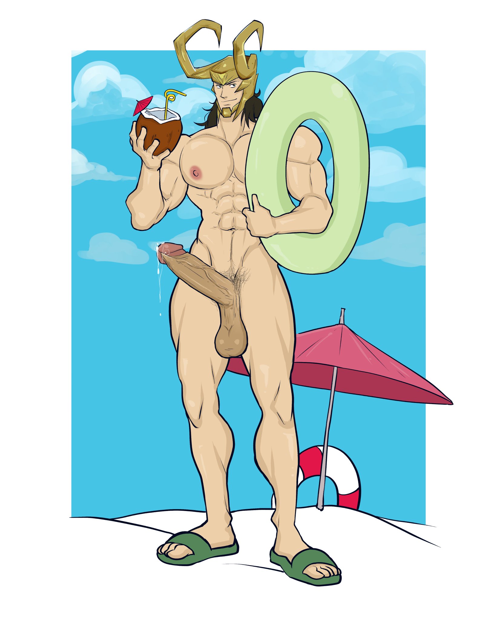 1boy, abs, balls, bara, big pecs, big penis, boner, completely nude, erect penis, erection, full body, hoybarartist, loki (marvel rivals), loki (marvel), male, male focus, male only, marvel, marvel comics, marvel rivals, muscular, muscular male, nipples, nude, nude male, pecs, penis, pubes, pubic hair, solo, solo male, thor (series), yaoi
