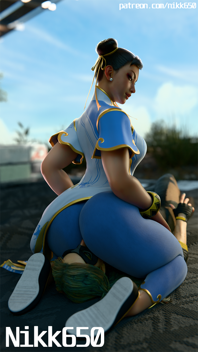 3d, ass, big ass, black canary, black canary (injustice), bubble ass, bubble butt, chun-li, crossover, dc, dc comics, dinah lance, female, green arrow (series), huge ass, injustice 2, large ass, legs, looking pleasured, nikk650, signature, sitting, sitting on face, sitting on person, street fighter, text, thick, thick ass, thick thighs