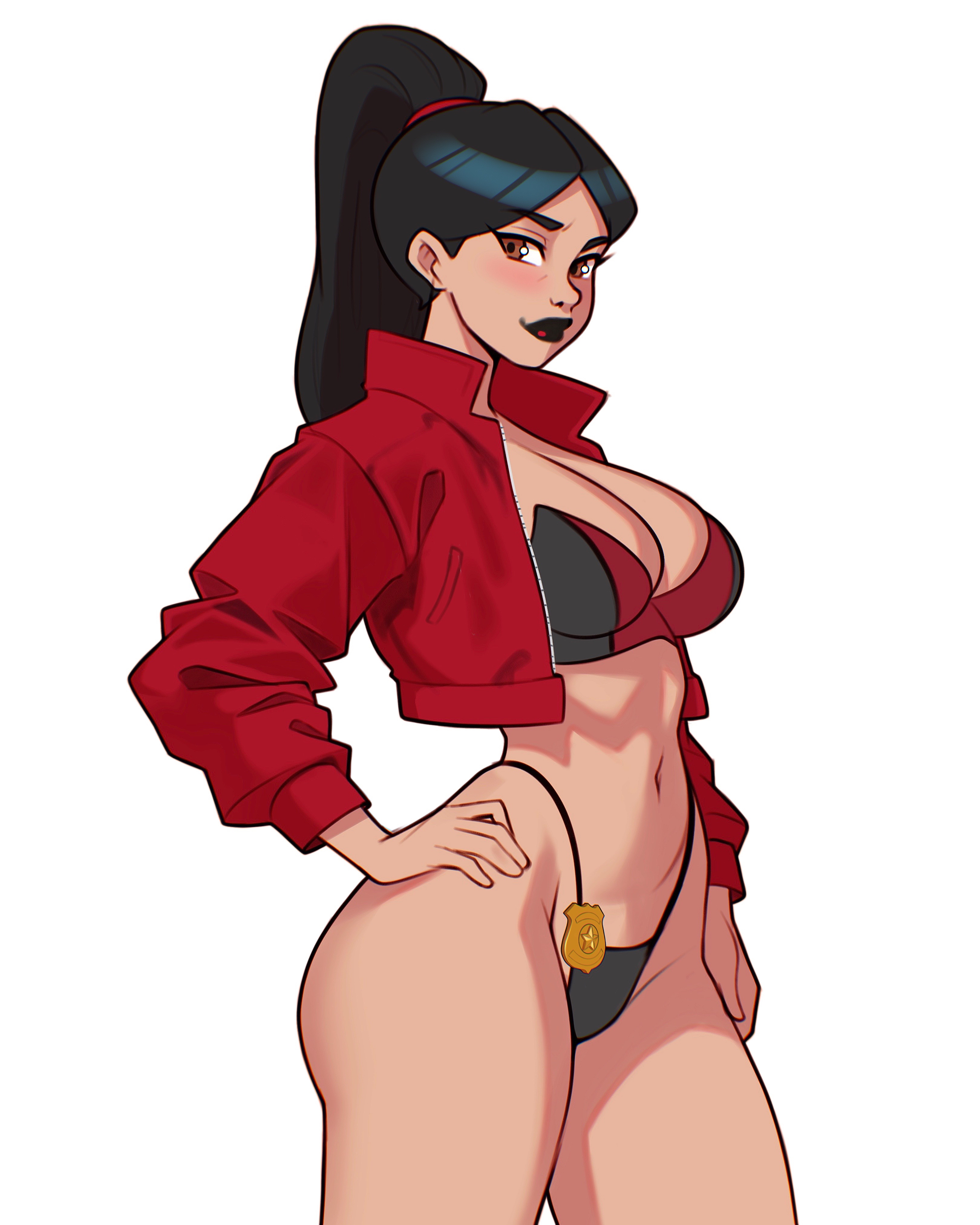 asian, asian female, batman (series), black hair, dc comics, ellen yin, exposed hips, female, hip cleavage, jakuson z, red lipstick, the batman (tv series)