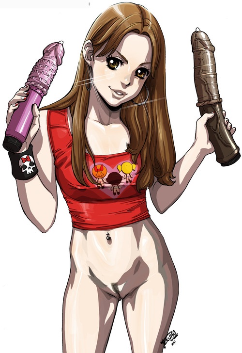 1girls, beige skin, bottomless, brown hair, clothes, color, dildo, female, female only, front view, hair, hoop earrings, hourglass figure, human, innie pussy, lisa (tekuho), looking at viewer, original, pussy, round ears, sex toy, shaved pussy, solo, tekuho, vulva