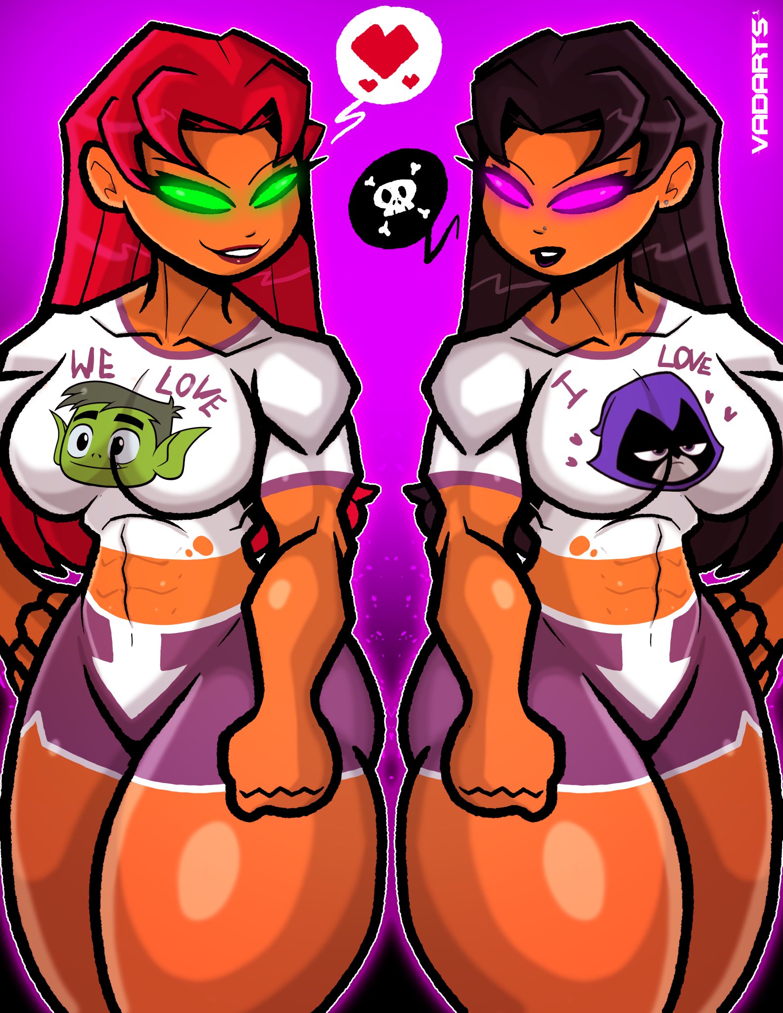 2girls, alien, alien girl, alien humanoid, big ass, big breasts, blackfire, breasts, bust, busty, chest, curvaceous, curvy, curvy figure, dc, dc comics, digital media (artwork), female, hips, hourglass figure, huge ass, huge breasts, humanoid, komand'r, koriand'r, large ass, large breasts, legs, light skin, light-skinned female, orange body, orange skin, orange-skinned female, sisters, starfire, tamaranean, teen titans, thick, thick hips, thick legs, thick thighs, thighs, vadarts, voluptuous, waist, wide hips
