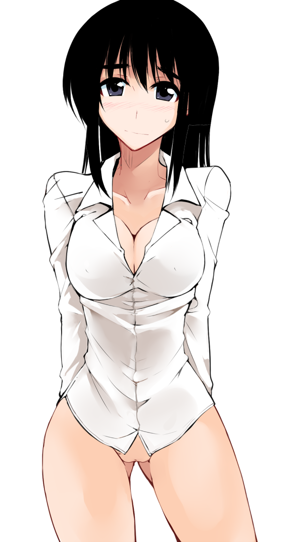 black_eyes black_hair blush cosaten female looking_at_viewer pointy_chin school_rumble school_uniform suou_mikoto sweatdrop