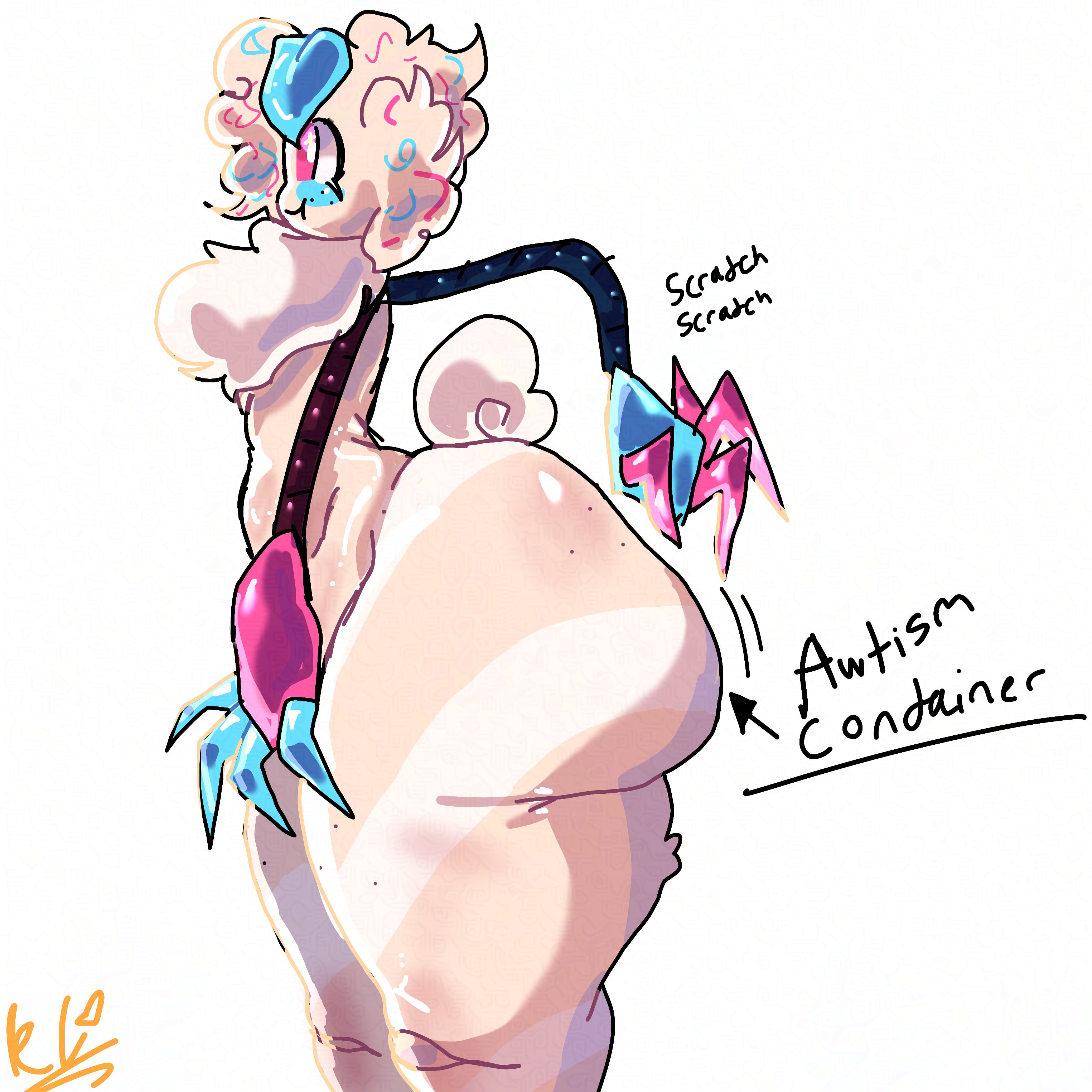 1boy, ass, autism, autistic, big ass, dandy's world, evil container, femboy, goob (dandy's world), kirstylunchh, scratching, scratching butt, tagme, thick thighs, thighs