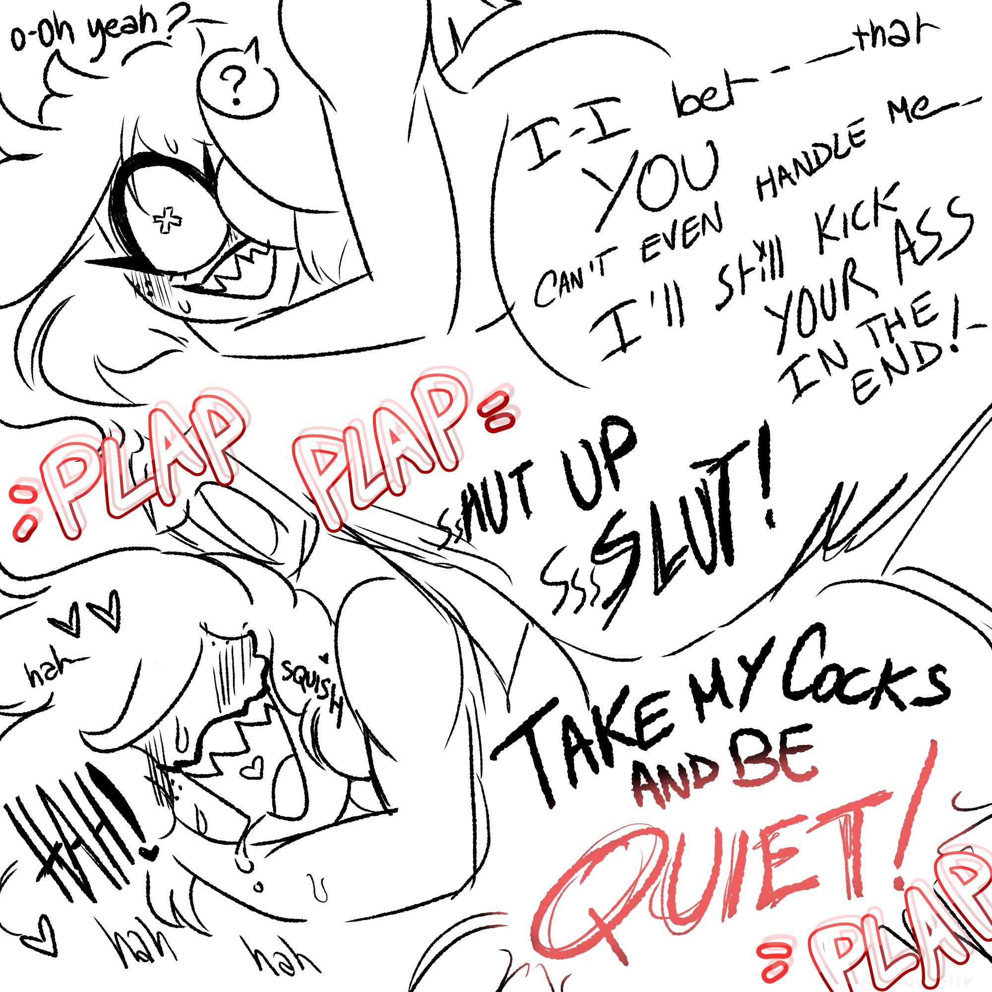 aggressive, aggressive male, aggressive sex, brat, bratty, bratty correction, cherri bomb, cherri bomb (hazbin hotel), comic, dialogue, dialogue bubble, dosukeii, female, forceful, forceful sex, fucked, fucked from behind, fucked into submission, fucked senseless, fucked silly, hazbin hotel, heterosexual, love, love making, lovers, making love, male, maledom, maledom/femsub, plap, plapping, sir pentious, sir pentious (hazbin hotel), text, violent, violent sex, vivienne medrano, vivziepop