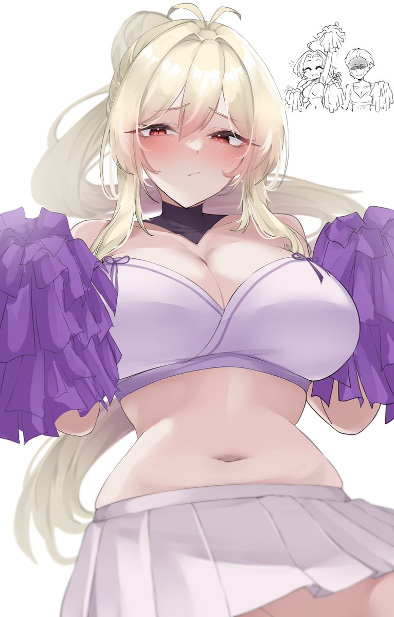 0ha, 1boy, 2girls, big breasts, bloodfiend, breasts, cheerleader, cheerleader uniform, chudfiend, cleavage, crossdressing, curiambro (limbus company), dress, dulcinea, dulcinea (limbus company), female focus, limbus company, nervous, nicolina (limbus company), project moon, red eyes, tagme, the barber (limbus company), vampire, vampire girl, white hair