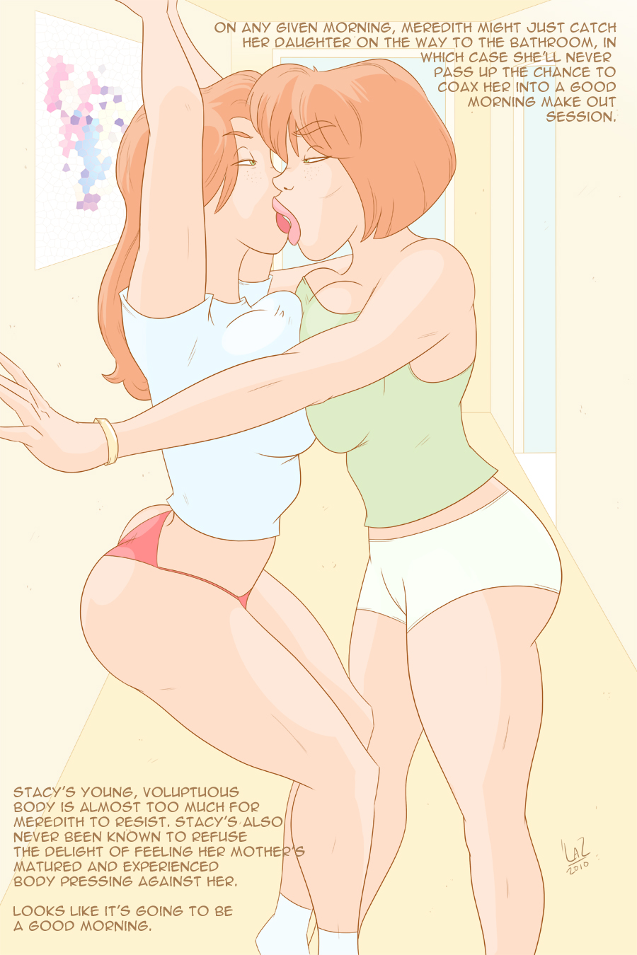 2girls daughter female green_eyes incest laz_(madefromlazers) milf mother mother_and_daughter multiple_girls original red_hair uncensored yuri