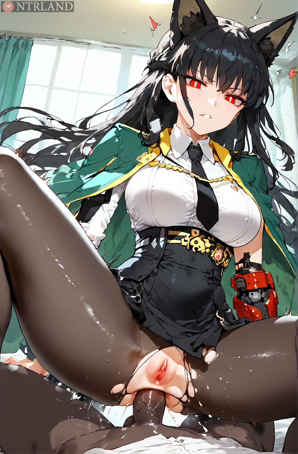 1boy 1girls ai_generated anal anal_sex anal_sex armored_gloves big_balls big_penis black_hair breasts cat_ears dark-skinned_male female horny_female hoshimi_miyabi huge_cock interracial mihoyo nekomimi nipples ntrland red_eyes riding riding_penis vein veiny_penis watermark zenless_zone_zero