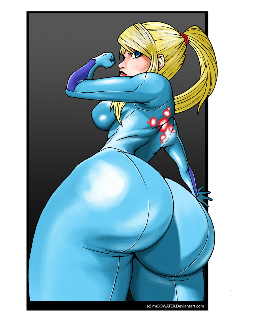 ass ass_focus blonde_hair bodysuit dat_ass deviantart female female_only human metroid mrbowater nintendo samus_aran solo zero_suit zero_suit_samus