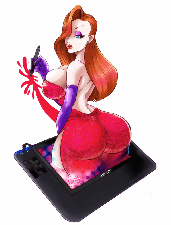 1girls, ass, ass focus, big breasts, blue eyes, breasts, disney, dress, eyeshadow, female, female only, huge ass, huge breasts, human, jessica rabbit, light skin, light-skinned female, lipstick, red hair, solo, turtlechan, uncensored, who framed roger rabbit