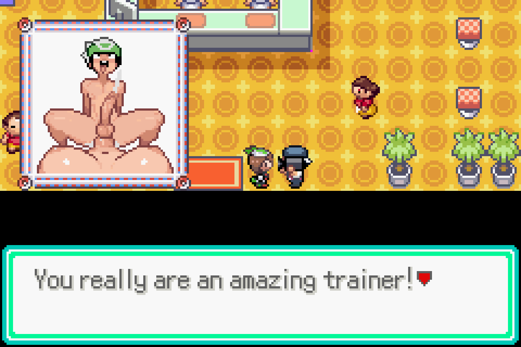 anthroemerald, brendan (pokemon), cum, ejaculation, futa on femboy, futa on male, light skin, light-skinned futa, light-skinned male, may (pokemon), nintendo, pokemon, pokemon rse, pov, tagme