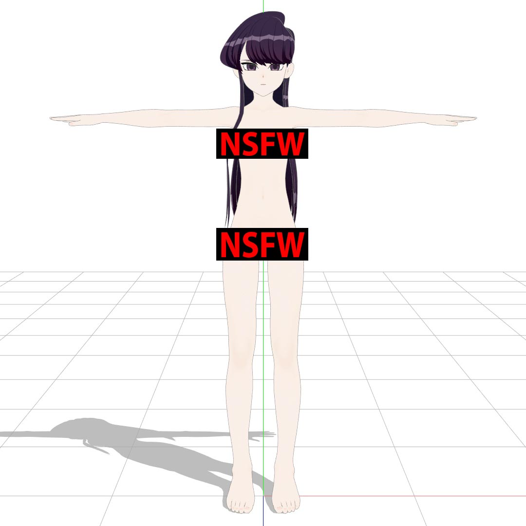 1girl 1girls 3d 3d_background 3d_model female female_focus female_only komi-san_wa_komyushou_desu komi_can't_communicate komi_shouko nsfw nude nude_female purple_eyes purple_hair white_background