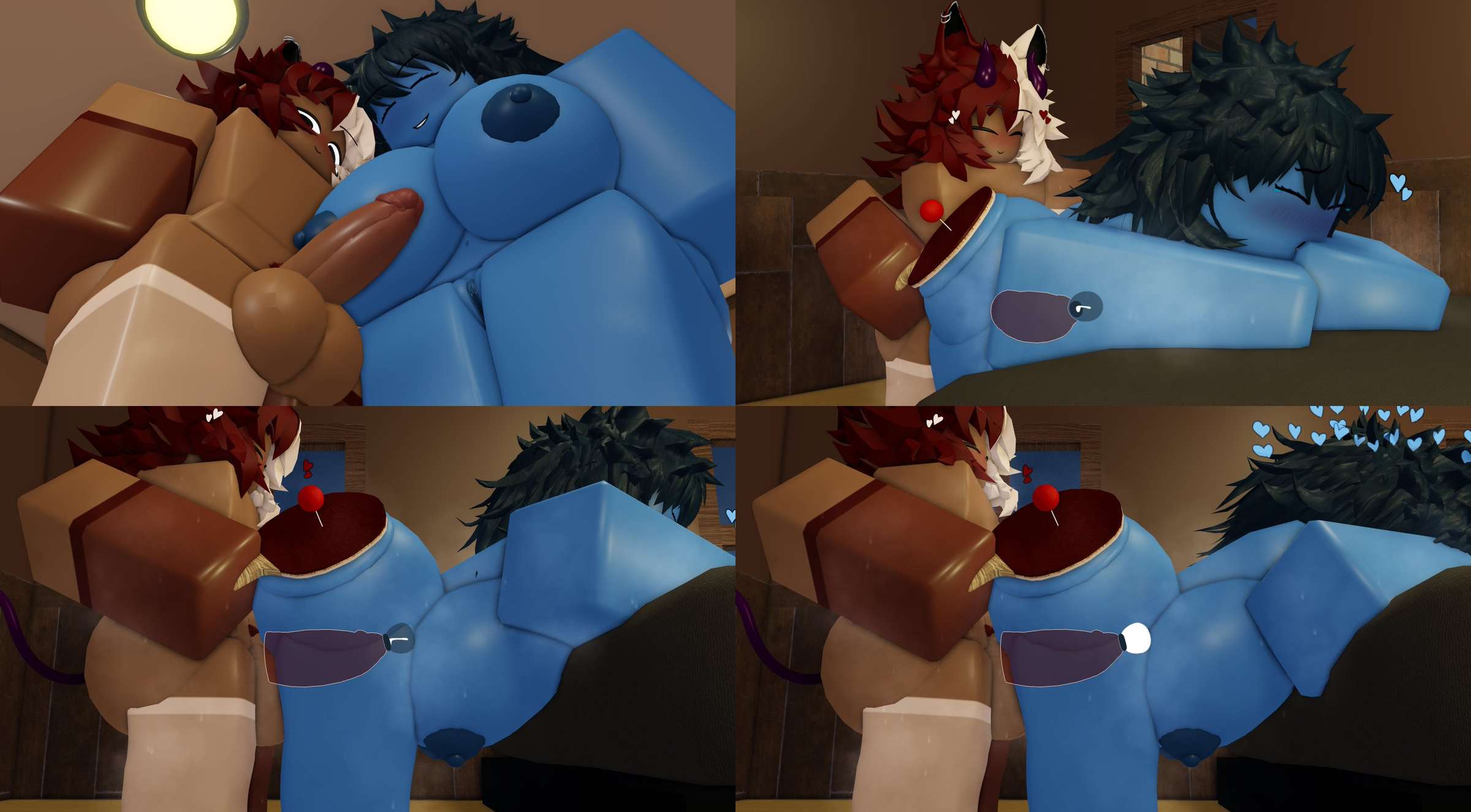 1boy, 1boy1girl, 1girl, 1girls, 3d, 3d (artwork), blue body, blue heart, cum, cum in pussy, cum inside, dark blue hair, lampshaderr34, original character, penis, ping pong, roblox, robloxian, sex, size difference, tagme, unnamed character, voluptuous female