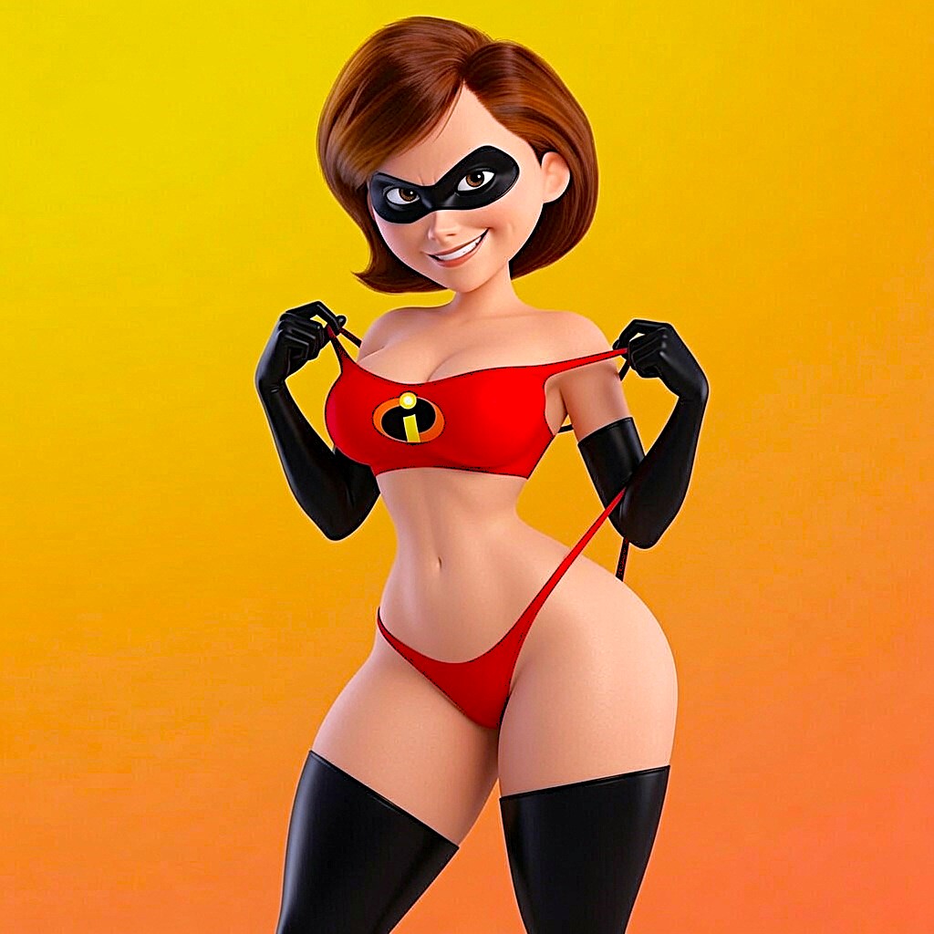 ai_generated ass bra helen_parr latex_gloves latex_thighhighs ready_for_sex smiling_at_viewer the_incredibles thighs thong