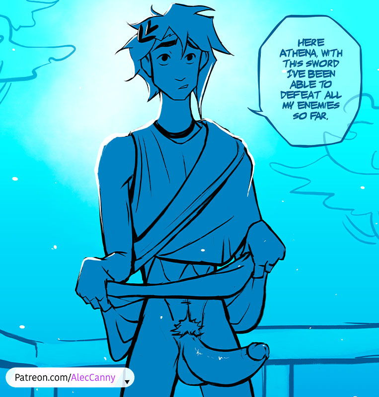 accurate art style, aleccanny, english text, epic the musical, gay, gay male, large penis, male, male only, partially clothed, penis, pubic hair, solo male, telemachus, telemachus (epic the musical), yaoi