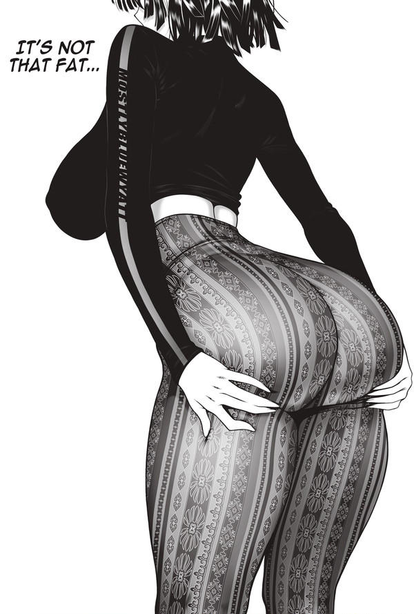ass, ass focus, breasts, female, flare pants, forbidden pants, fubuki (one-punch man), large breasts, leggings, mostlybluewyatt, one-punch man