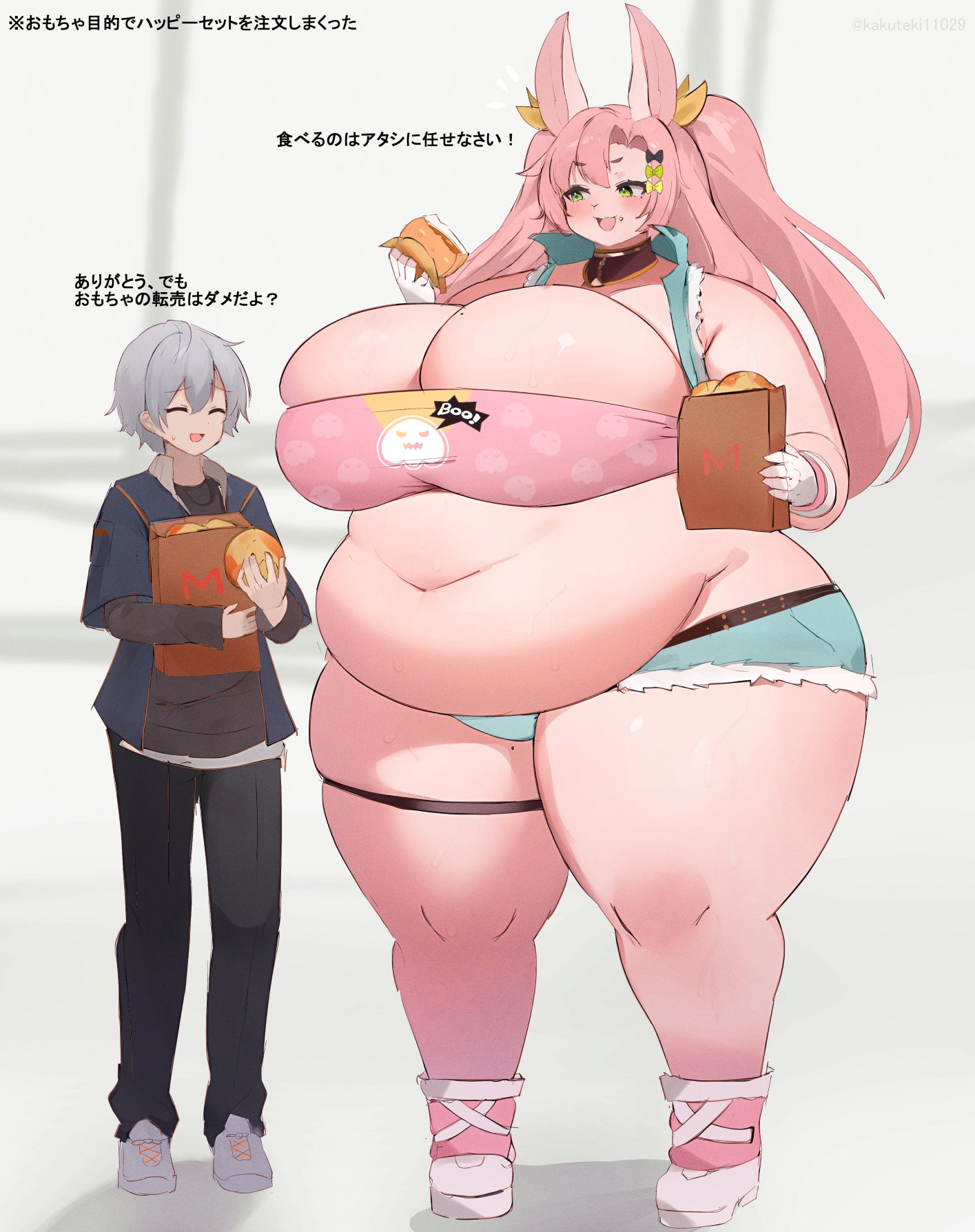 1boy, 1girls, anthro, anthrofied, bbw, breasts, cunning hares, fat, female, fur, furry, huge breasts, hyper, hyper belly, hyper fat, kakuteki11029, male, nicole demara, overweight, overweight female, standing, wise (zenless zone zero), zenless zone zero