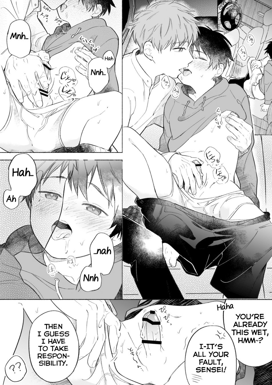 2boys adult adult_and_teenager blush blushed_face cum cute_boy cute_face cute_male dick dominant dominant_male doujinshi english_text kissing male male/male male_only nipples nipples_play nipples_touching only_male original_character original_characters penis size_difference small_penis submissive submissive_male tongue_out yaoi