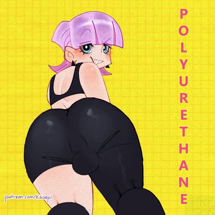 1boy, 2025, 2d, 2d (artwork), 2d artwork, ass, ass focus, blue eyes, bulge, femboy, femboy only, kikoepi, male, male only, panty & stocking with garterbelt, pink hair, polyurethane (psg), studio trigger