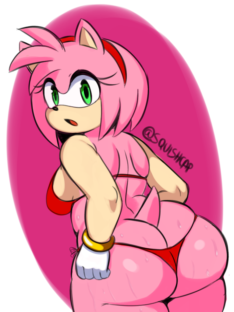 1girls amy_rose artist_signature ass ass_focus big_ass big_butt bikini black_nose chubby chubby_female eyelashes fat_ass furry furry_female furry_only green_eyes hedgehog_girl huge_ass looking_back pink_body pink_hair red_thong shortstack skindentation sonic_(series) sonic_the_hedgehog_(series) squishcap_(artist) sweat sweaty swimsuit tail thick_ass thick_thighs thong thong_bikini twitter twitter_username wide_hips