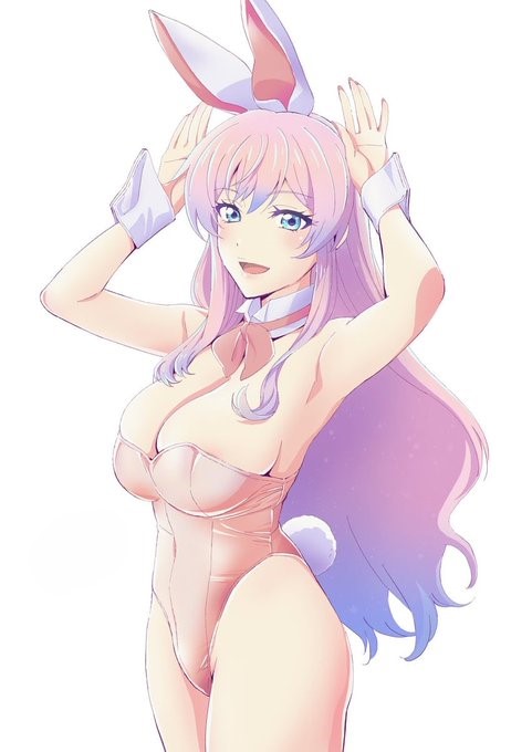 blue_eyes bunny_ears bunny_girl bunnysuit cute fuufu_ijou_koibito_miman kawaii pink_hair watanabe_akari