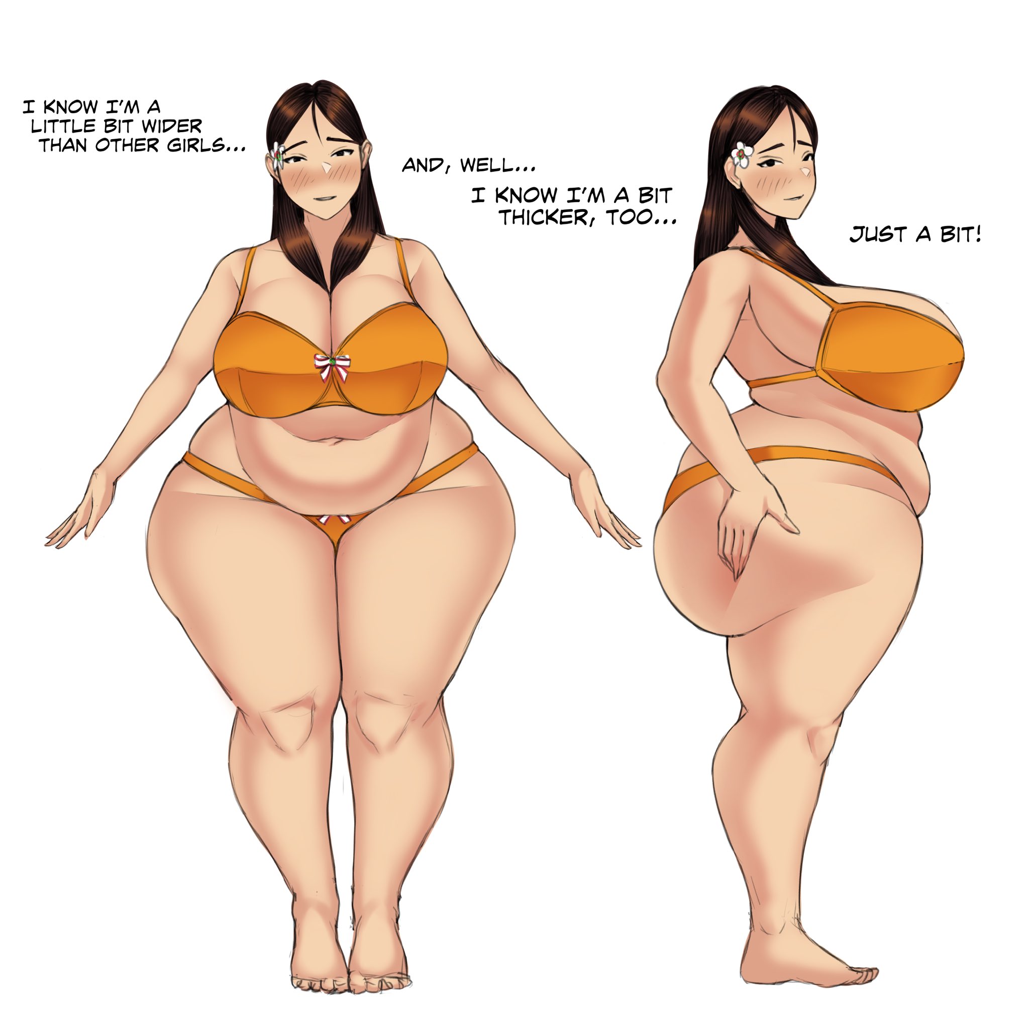 1girls, ass, bae (toroboro), bikini, breasts, chubby, cleavage, female, female only, huge ass, huge breasts, solo, text, thick thighs, toroboro, wide hips