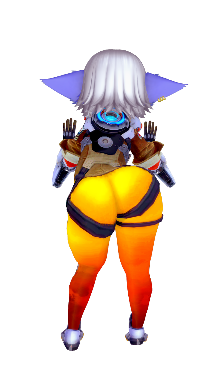 1girls 3d alpha_channel ass_focus big_ass clothed clothing ear_piercing gloves highres koikatsu league_of_legends long_ears overwatch overwatch_2 redcandy riot_games self_upload short_hair shortstack smaller_female thick_thighs tracer tracer_(cosplay) tristana white_hair yordle