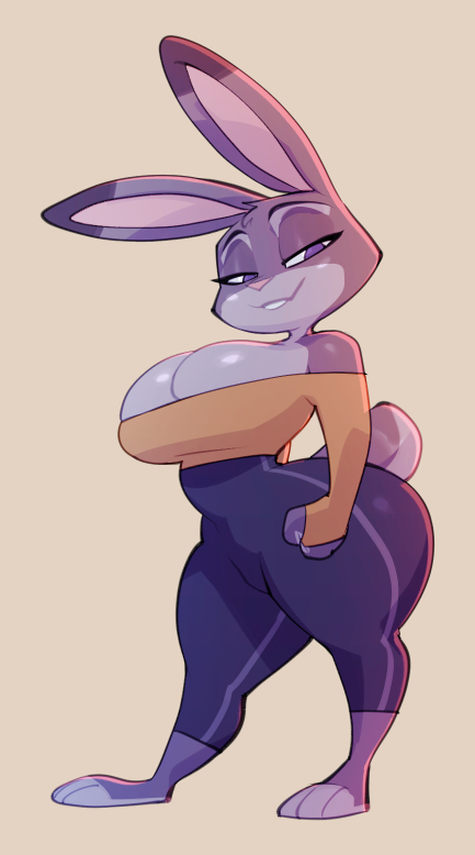 1girls anthro ass big_ass big_breasts bigdad breasts bubble_butt clothing female female_only huge_ass judy_hopps lagomorph looking_at_viewer rabbit shortstack solo thick_thighs wide_hips zootopia