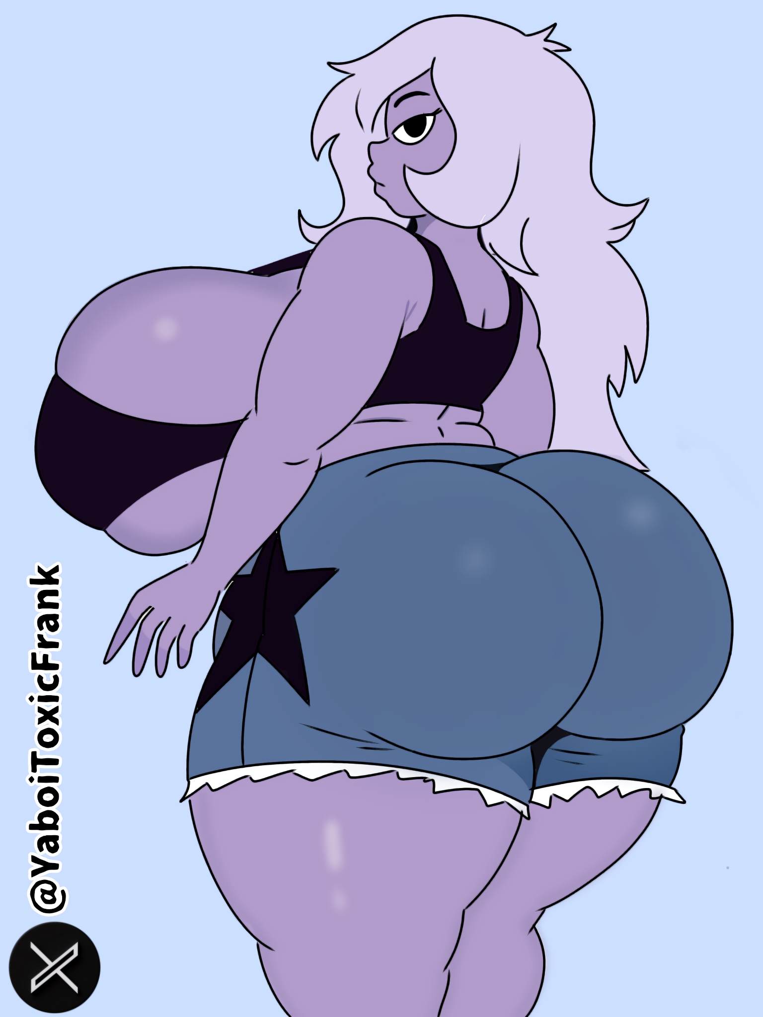 amethyst (gem), amethyst (steven universe), ass, back view, bbw, breasts, cartoon network, chubby, chubby female, crystal gem, fat ass, female, gem (species), huge ass, huge breasts, self upload, steven universe, yaboitoxicfrank