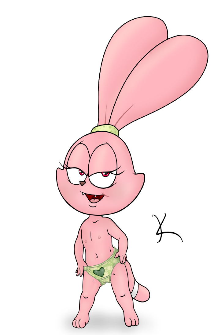 cartoon_network cat chowder chowder_(series) cub female hybrid nipples panini panties panties_only pink_body pink_fur rabbit special_k tagme underwear young