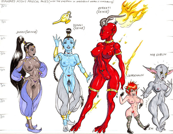 djinn djinni dungeons_&_dragons efreeti european_mythology female_only genie irish_mythology leprechaun lvl9drow monster_girl mythology nipples public_domain pussy wizards_of_the_coast