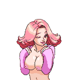 april_may breasts gyakuten_saiban kulamurae low_res nipples nude pink_hair pixel_art sprite white_background