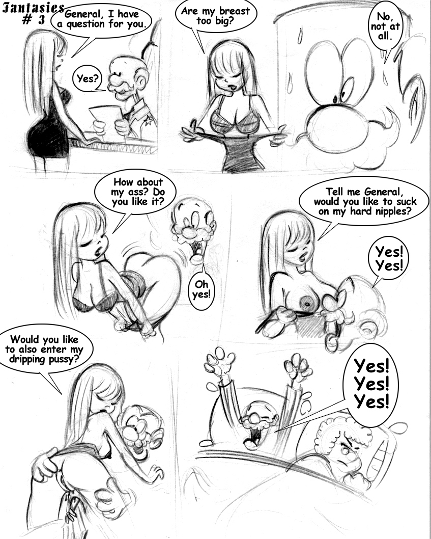 beetle_bailey comic english_text general_halftrack jab miss_buxley monochrome nipples page_3 pussy rough_sketch straight_hair tagme